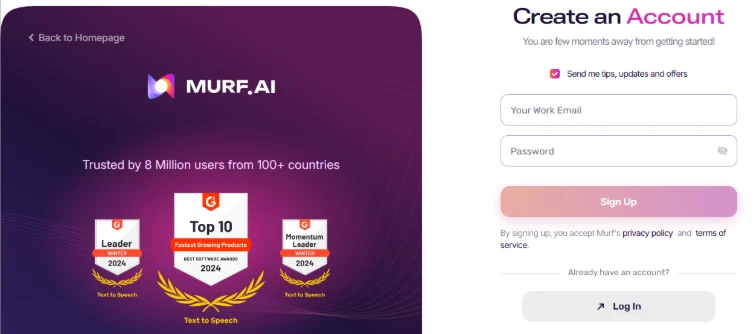 Sign Up and Log In